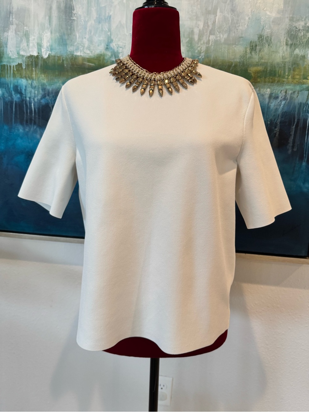 Theory white Cream Short-Sleeve Crewneck Top